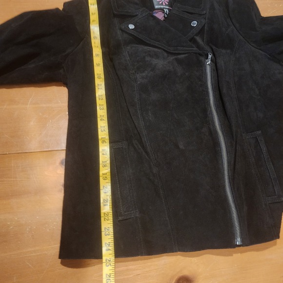 Isaac Mizrahi Live Suede Jacket Womens 18W Black Moto Motorcycle Zipper Classic - Picture 10 of 16